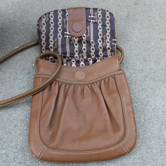 Leather Crossbody Shoulder Bag/Purse Cognac Tan Brown Chestnut Dark Camel 90s70s - Picture 8 of 16